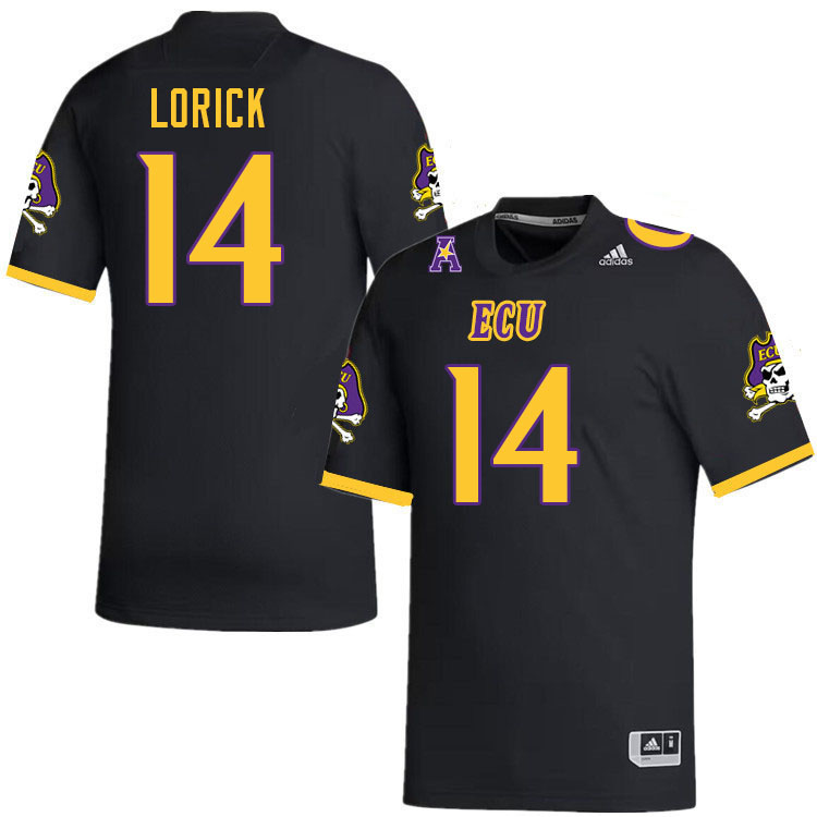 Men #14 Dillon Lorick ECU Pirates College Football Jerseys Stitched-Black